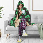 Pixel Clover St. Patrick's Day Print Hooded Blanket