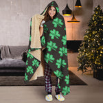 Pixel Clover St. Patrick's Day Print Hooded Blanket