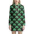 Pixel Clover St. Patrick's Day Print Pullover Hoodie Dress