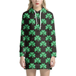 Pixel Clover St. Patrick's Day Print Hoodie Dress