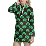 Pixel Clover St. Patrick's Day Print Hoodie Dress