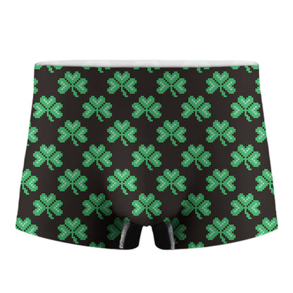 Pixel Clover St. Patrick's Day Print Men's Boxer Briefs