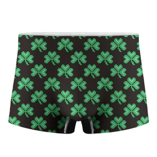 Pixel Clover St. Patrick's Day Print Men's Boxer Briefs