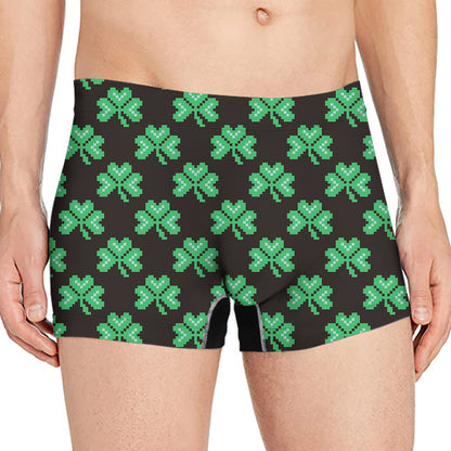 Pixel Clover St. Patrick's Day Print Men's Boxer Briefs