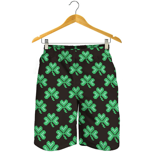 Pixel Clover St. Patrick's Day Print Men's Shorts