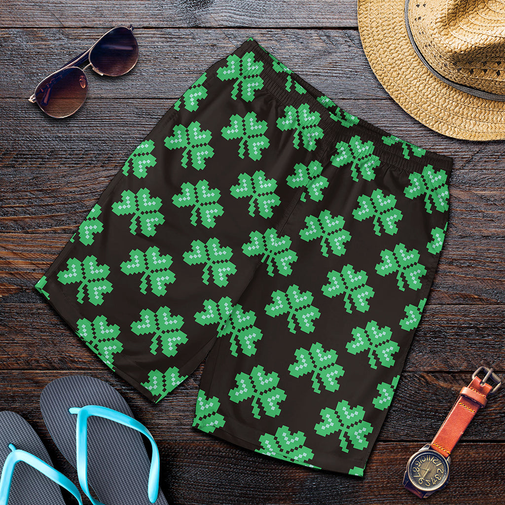 Pixel Clover St. Patrick's Day Print Men's Shorts