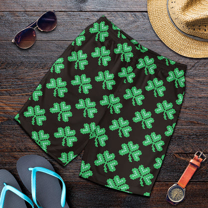 Pixel Clover St. Patrick's Day Print Men's Shorts