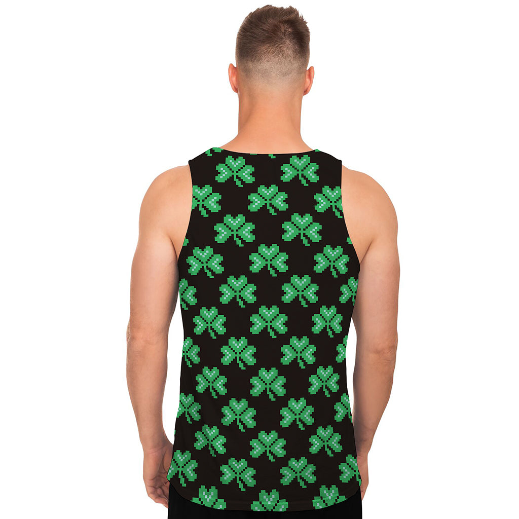 Pixel Clover St. Patrick's Day Print Men's Tank Top