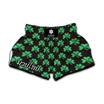 Pixel Clover St. Patrick's Day Print Muay Thai Boxing Shorts