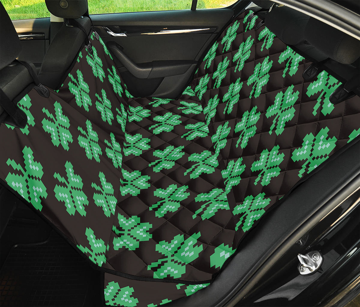 Pixel Clover St. Patrick's Day Print Pet Car Back Seat Cover