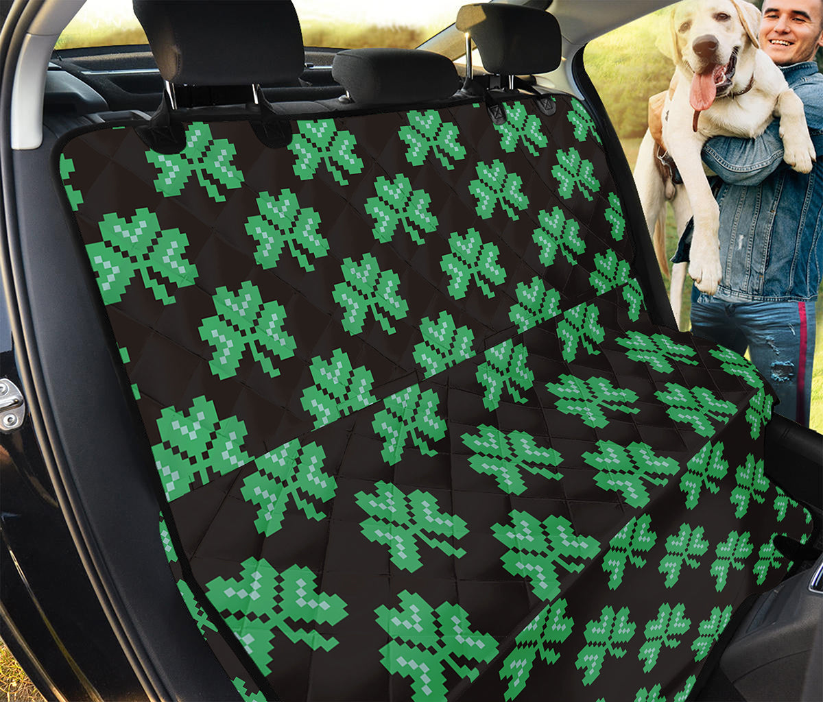Pixel Clover St. Patrick's Day Print Pet Car Back Seat Cover