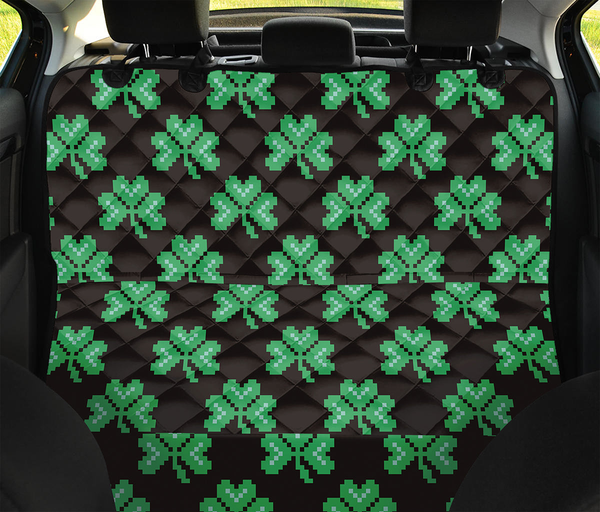 Pixel Clover St. Patrick's Day Print Pet Car Back Seat Cover