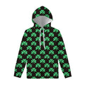 Pixel Clover St. Patrick's Day Print Pullover Hoodie