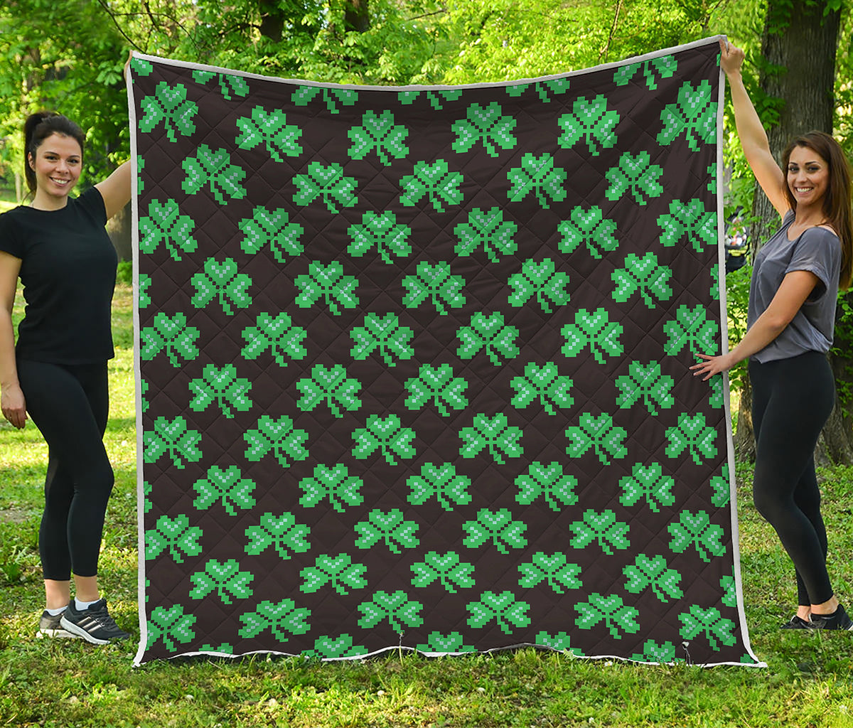 Pixel Clover St. Patrick's Day Print Quilt