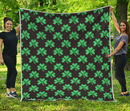 Pixel Clover St. Patrick's Day Print Quilt