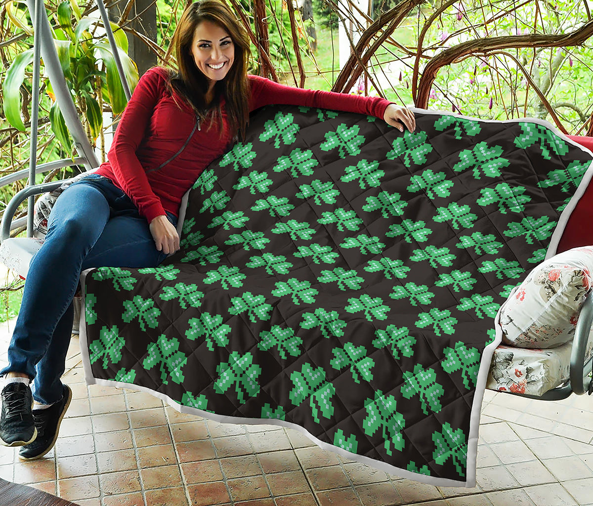 Pixel Clover St. Patrick's Day Print Quilt