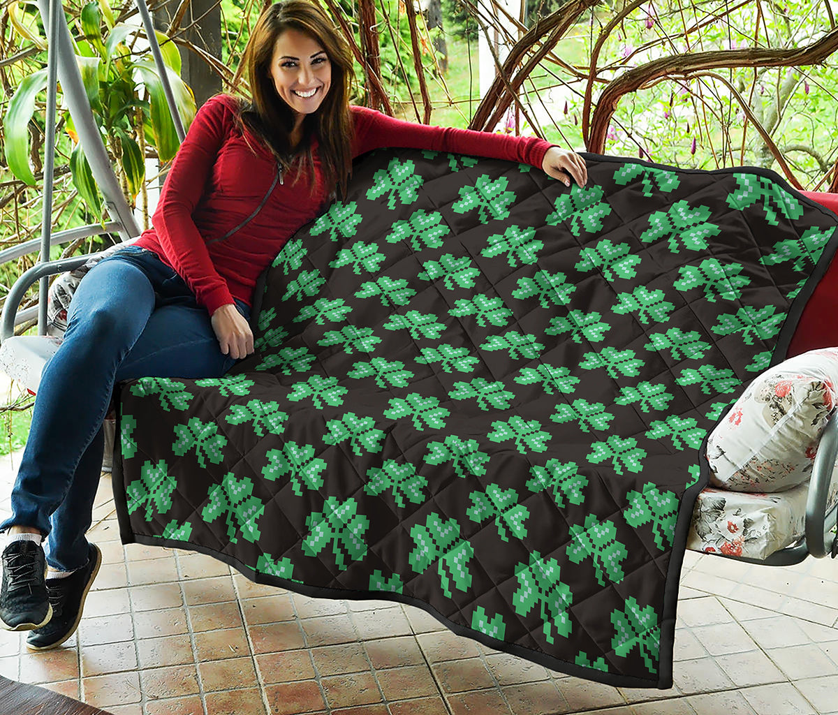 Pixel Clover St. Patrick's Day Print Quilt