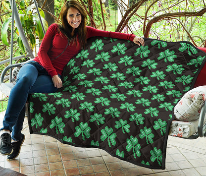Pixel Clover St. Patrick's Day Print Quilt