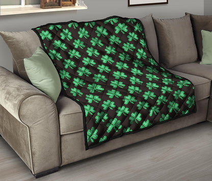 Pixel Clover St. Patrick's Day Print Quilt