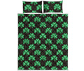 Pixel Clover St. Patrick's Day Print Quilt Bed Set