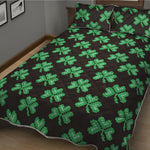 Pixel Clover St. Patrick's Day Print Quilt Bed Set