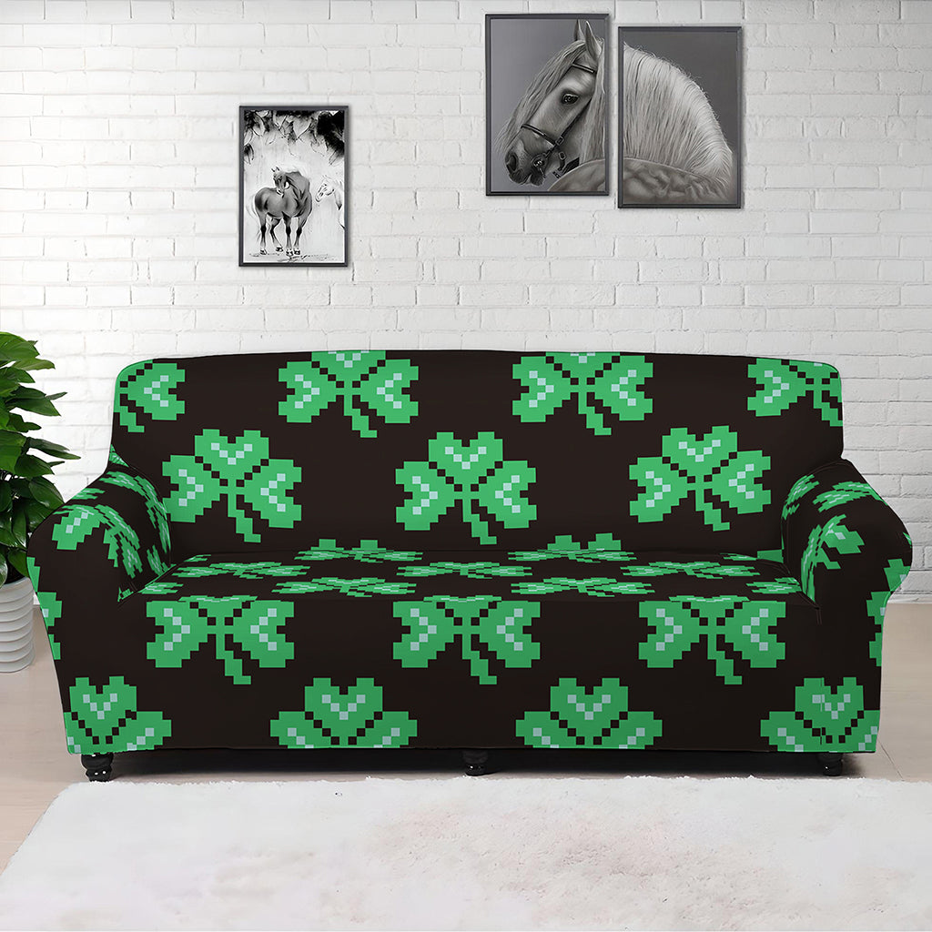 Pixel Clover St. Patrick's Day Print Sofa Cover