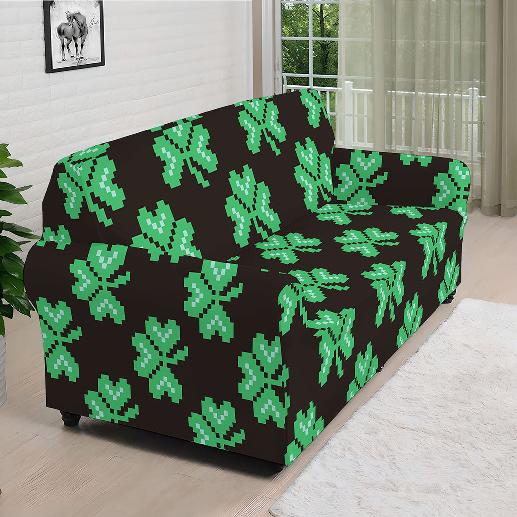Pixel Clover St. Patrick's Day Print Sofa Cover