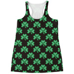 Pixel Clover St. Patrick's Day Print Women's Racerback Tank Top