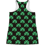 Pixel Clover St. Patrick's Day Print Women's Racerback Tank Top