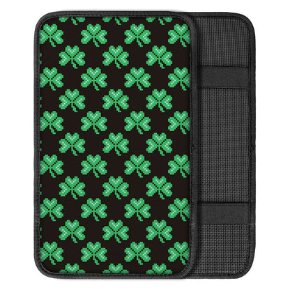 Pixel Clover St. Patrick's Day Print Car Center Console Cover