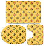 Pixel Emoji Pattern Print 3 Piece Bath Mat Set