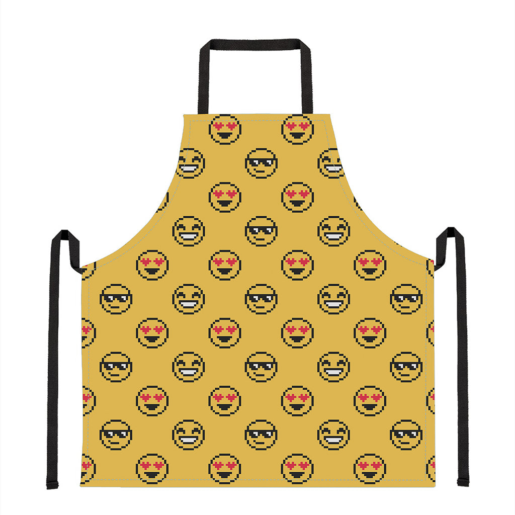 Pixel Emoji Pattern Print Apron