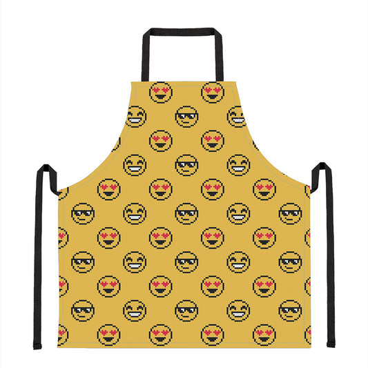 Pixel Emoji Pattern Print Apron