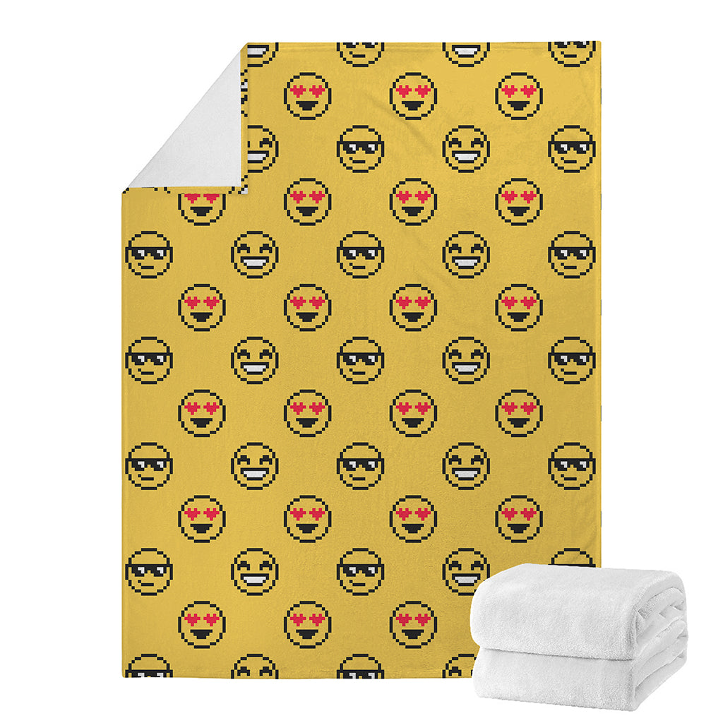 Pixel Emoji Pattern Print Blanket