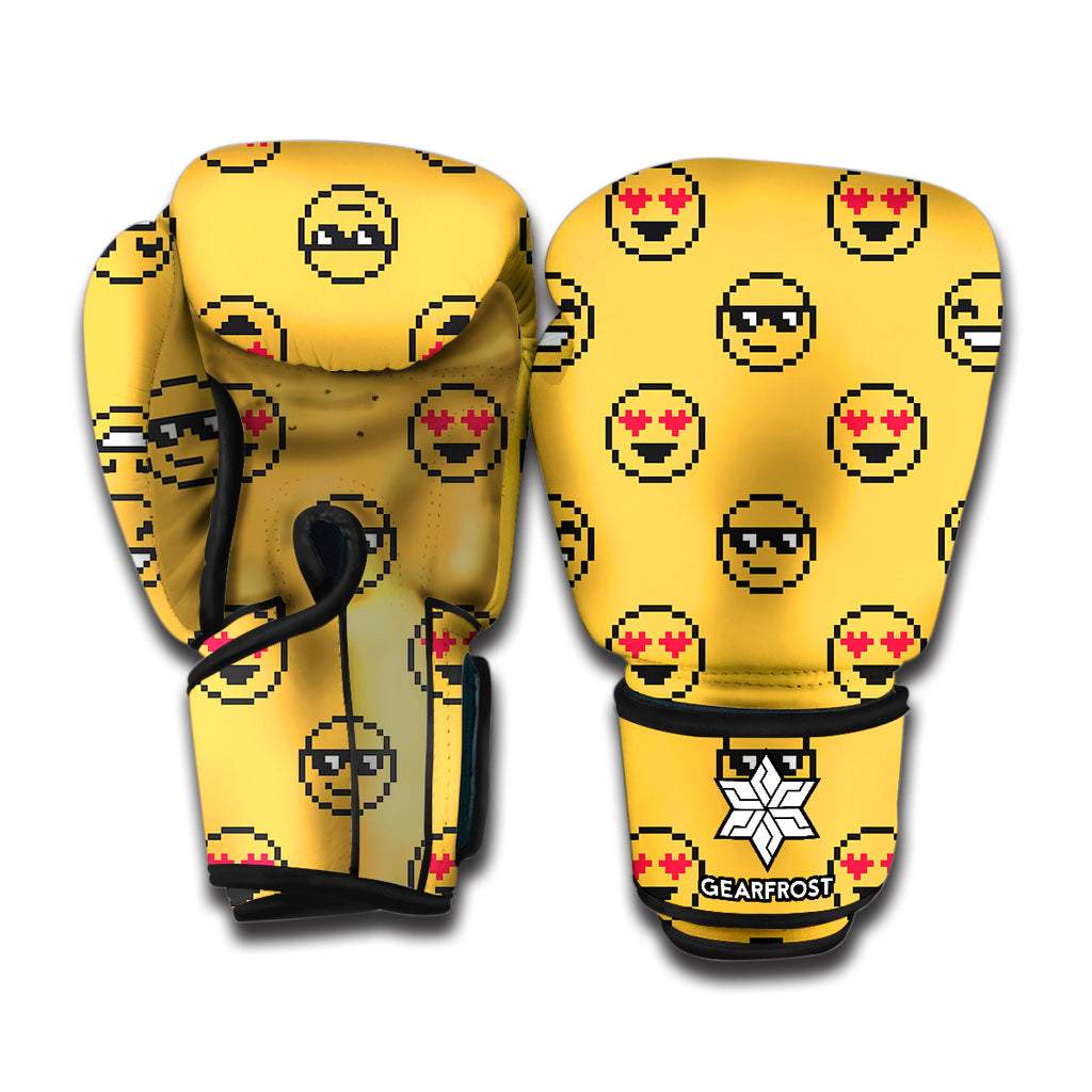 Pixel Emoji Pattern Print Boxing Gloves