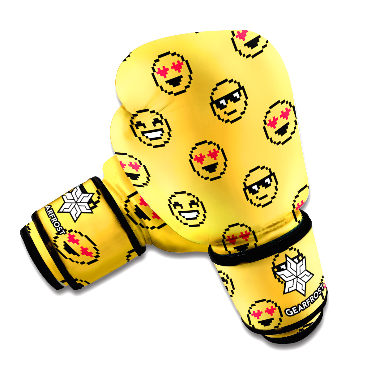 Pixel Emoji Pattern Print Boxing Gloves