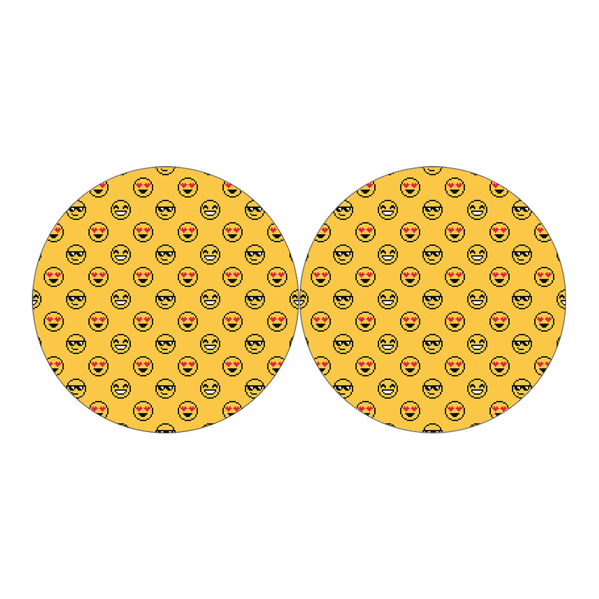 Pixel Emoji Pattern Print Car Coasters