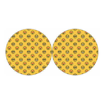 Pixel Emoji Pattern Print Car Coasters