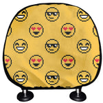 Pixel Emoji Pattern Print Car Headrest Covers