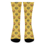 Pixel Emoji Pattern Print Crew Socks