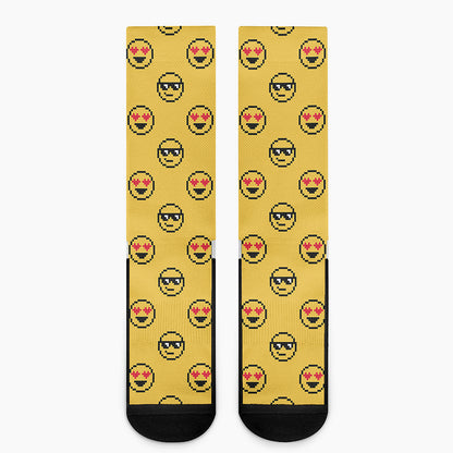 Pixel Emoji Pattern Print Crew Socks
