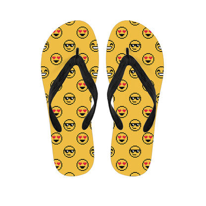 Pixel Emoji Pattern Print Flip Flops