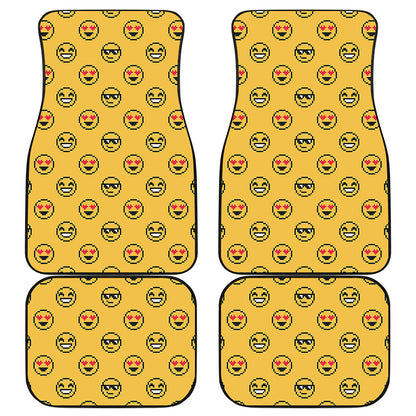 Pixel Emoji Pattern Print Front and Back Car Floor Mats
