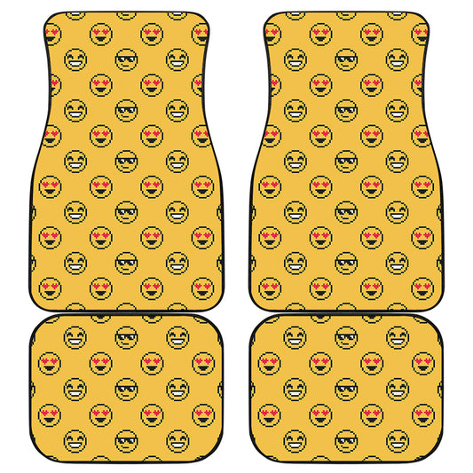Pixel Emoji Pattern Print Front and Back Car Floor Mats
