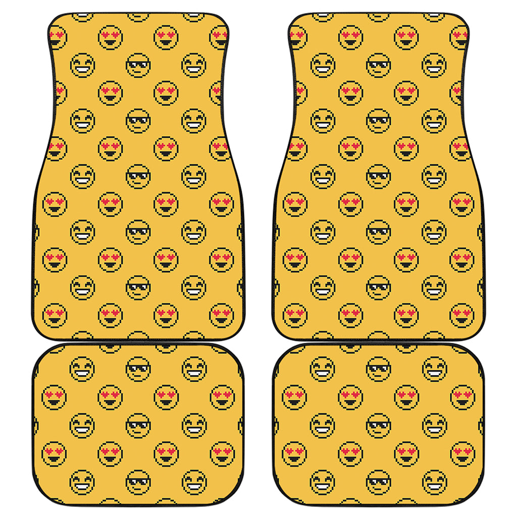 Pixel Emoji Pattern Print Front and Back Car Floor Mats