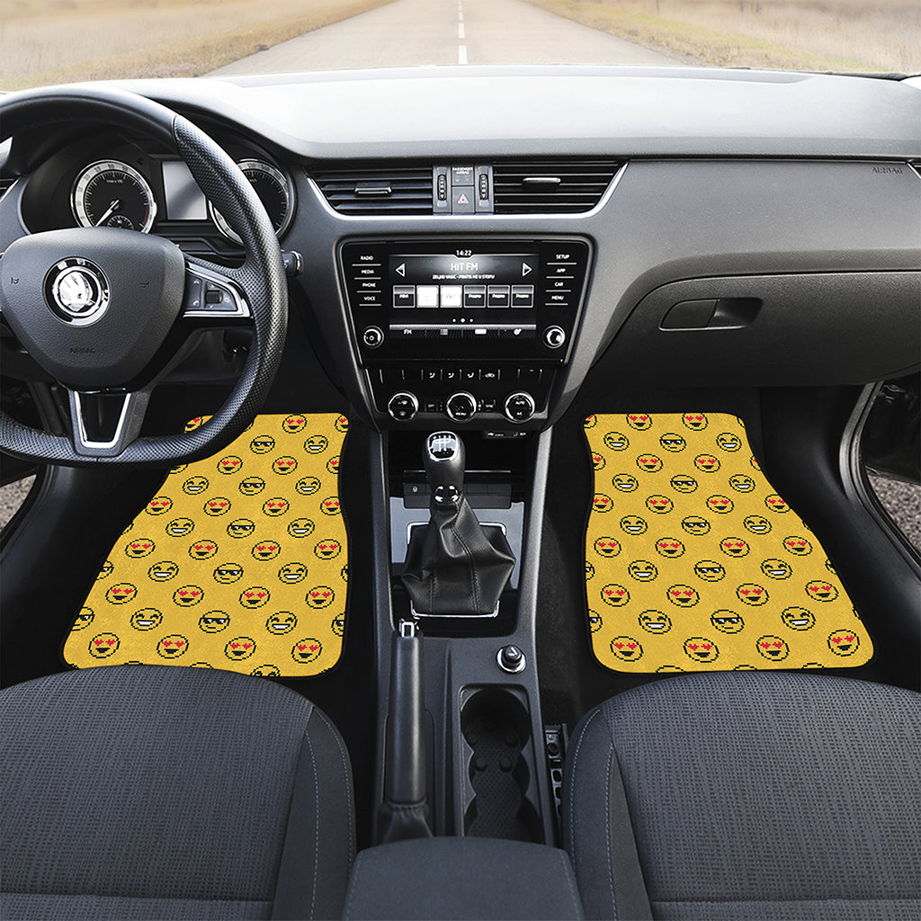 Pixel Emoji Pattern Print Front and Back Car Floor Mats