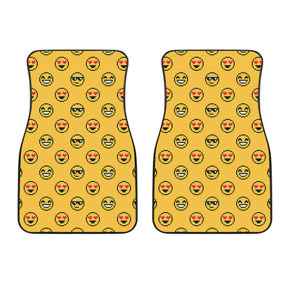 Pixel Emoji Pattern Print Front Car Floor Mats