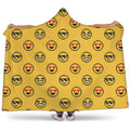 Pixel Emoji Pattern Print Hooded Blanket