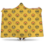 Pixel Emoji Pattern Print Hooded Blanket