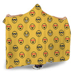 Pixel Emoji Pattern Print Hooded Blanket